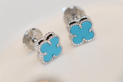 [Bloom]CLOVER MINI TURQUOISE SILVER STUD EARRINGS