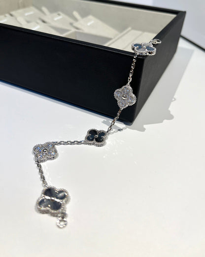 [Bloom]CLOVER 5 MOTIF SILVER DIAMOND BRACELET