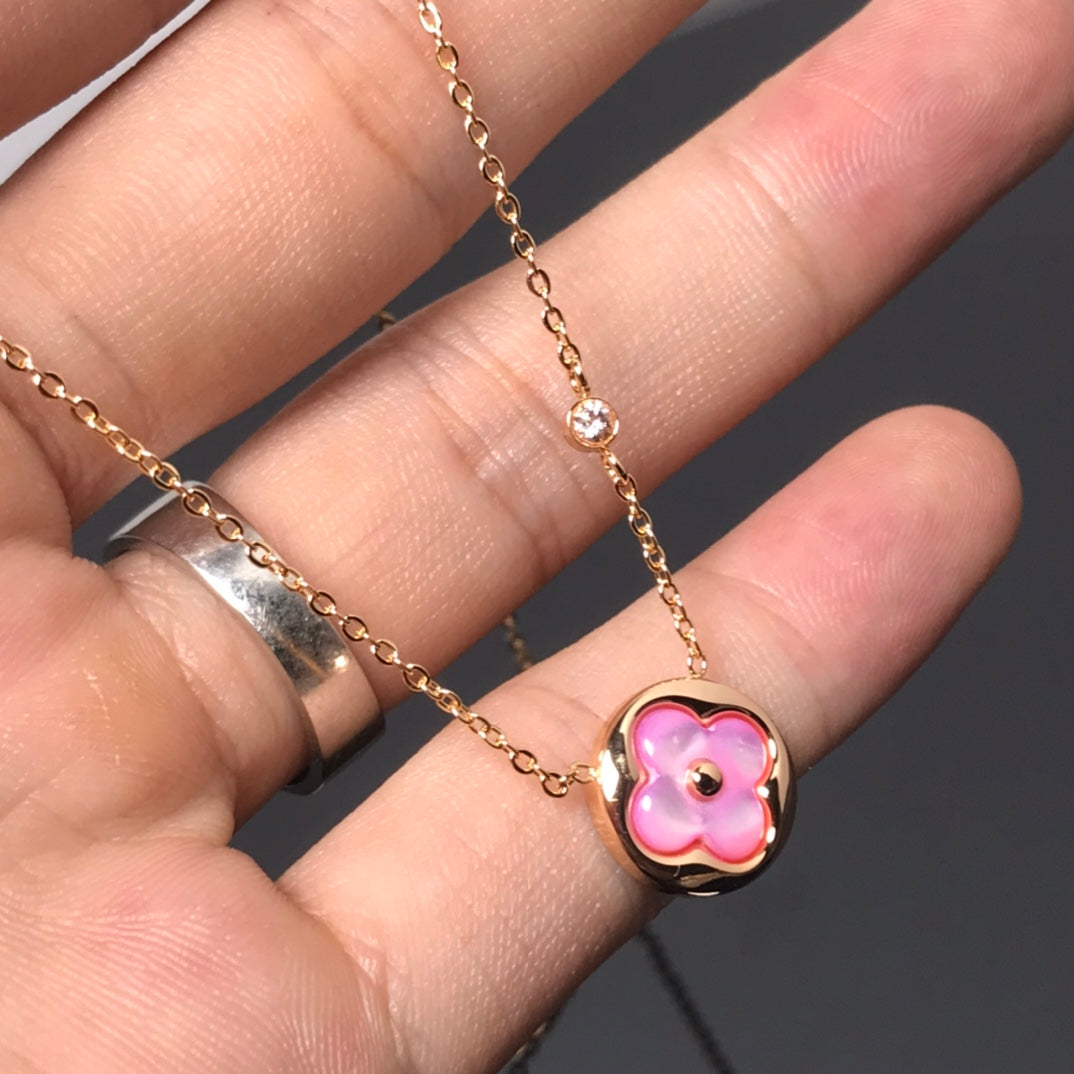 [Bloom]COLOR BLOSSOM PINK MOP SUN GOLD NECKLACE