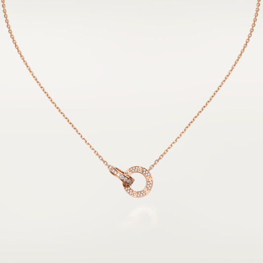 [Bloom]LOVE 7.6MM NECKLACE ROSE GOLD AND SILVER  FULL DIAMOND