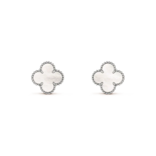 [Bloom]CLOVER MEDIUM 1 MOTIFS  WHITE MOP EARRINGS SILVER