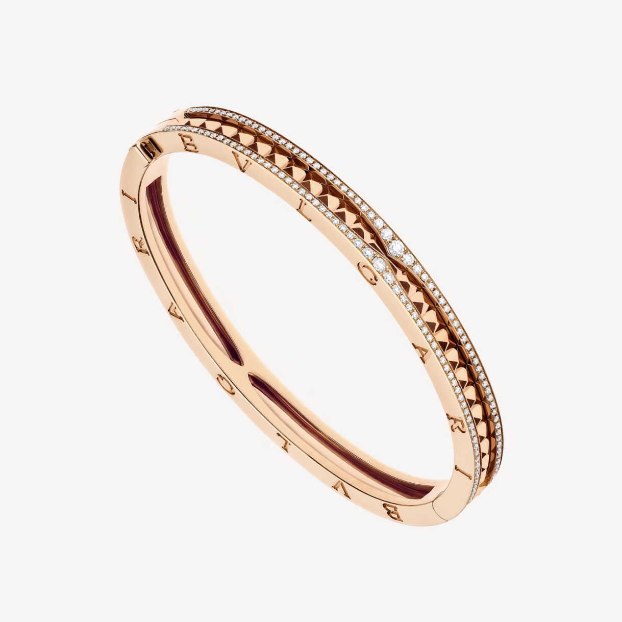 [Bloom]ZERO 1 SPIRAL AND PAVED DIAMOND PINK GOLD BRACELET