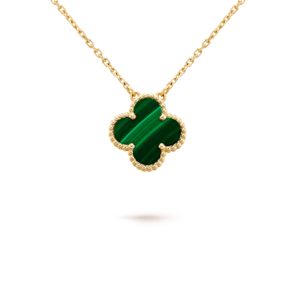 [Bloom]CLOVER 15MM MALACHITE SINGLE FLOWER  NECKLACE