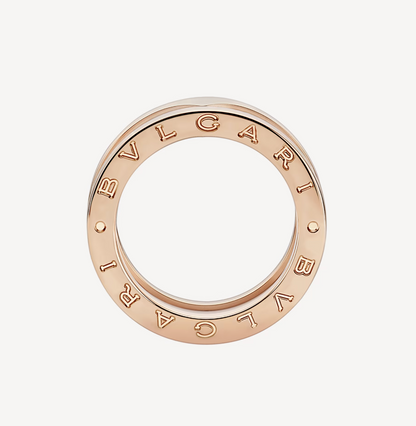 [Bloom]ZERO 1 TWO-BAND LOOPS AND WHITE CERAMIC SPIRAL PINK GOLD RING