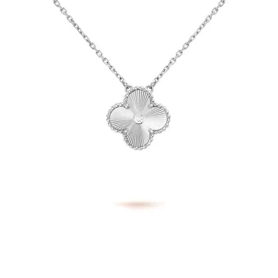 [Bloom]CLOVER  15MM DIAMOND LASER NECKLACE SILVER