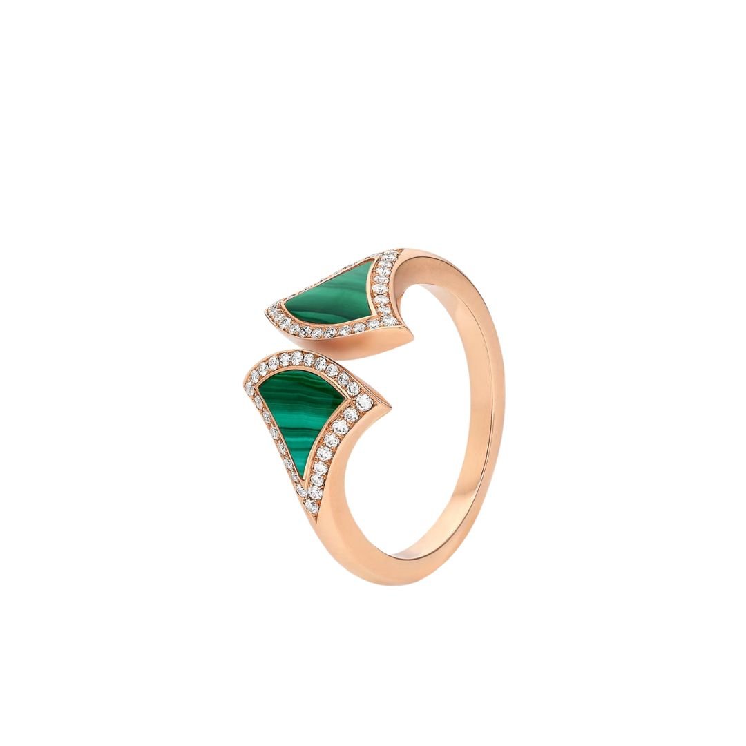 [Bloom]DREAM MALACHITE DIAMOND OPEN RING