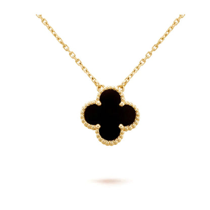 [Bloom]CLOVER 15MM BLACK ONYX SINGLE FLOWER NECKLACE