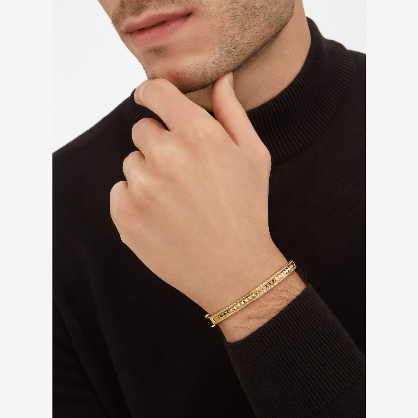 [Bloom]ZERO 1 SPIRAL AND PAVED DIAMOND GOLD BRACELET