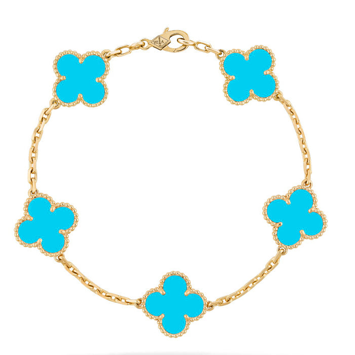 [Bloom]CLOVER 5 MOTIFS TURQUOISE BRACELET