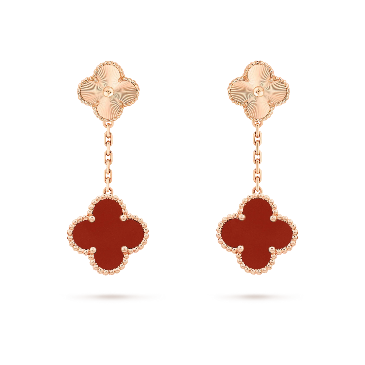 [Bloom]CLOVER 2 MOTIF  LASER CARNELIAN EARRINGS