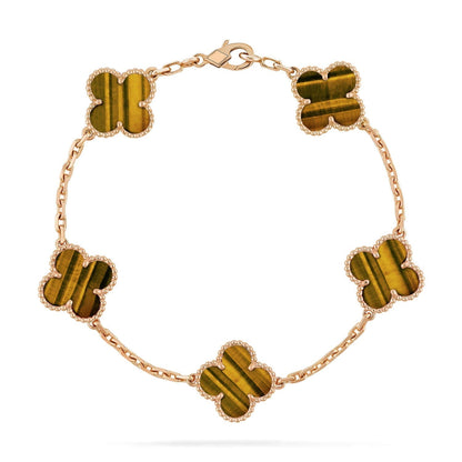 [Bloom]CLOVER  5 MOTIFS TIGER EYE BRACELET