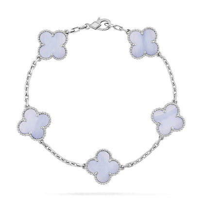 [Bloom]CLOVER  5 MOTIF PURPLE CHALCEDONY BRACELET SILVER