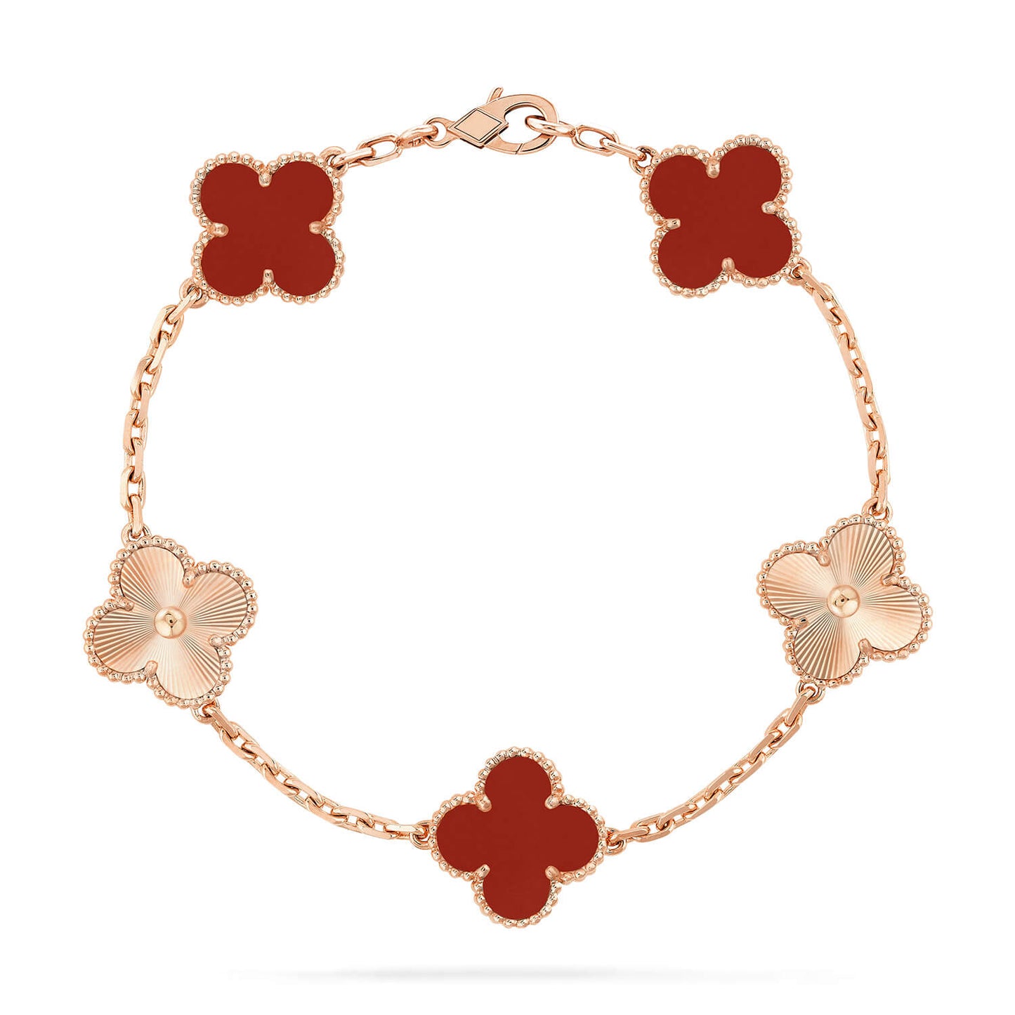 [Bloom]CLOVER  5 MOTIFS CARNELIAN GOLD BRACELET