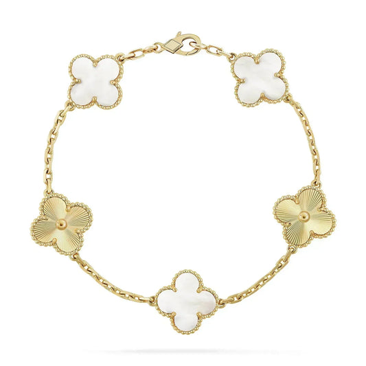 [Bloom]CLOVER BRACELET 5 MOTIF WHITE MOP PINK GOLD