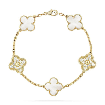 [Bloom]CLOVER BRACELET 5 MOTIF WHITE MOP DIAMOND