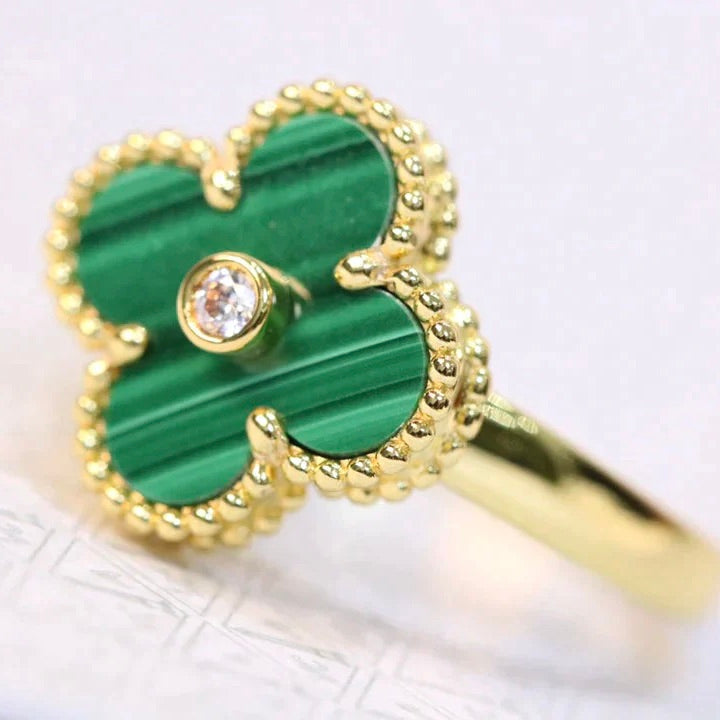 [Bloom]CLOVER MALACHITE RING GOLD DIAMOND