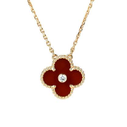 [Bloom]CLOVER 15MM DIAMOND CARNELIAN NECKLACE