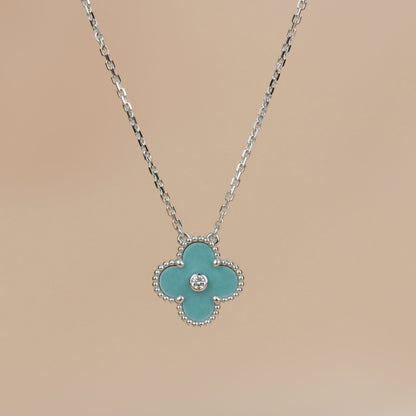 [Bloom]CLOVER 15MM DIAMOND SVRES PORCELAIN  NECKLACE SILVER