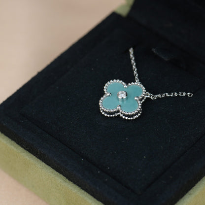 [Bloom]CLOVER 15MM DIAMOND SVRES PORCELAIN  NECKLACE SILVER