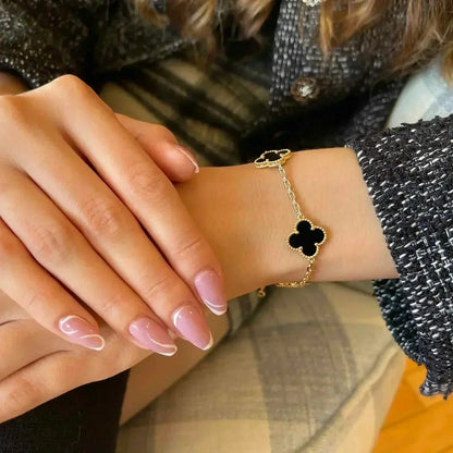 [Bloom]CLOVER  5 MOTIFS BLACK ONYX BRACELET