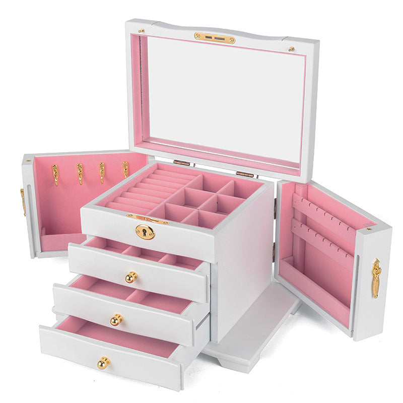 JEWELRY STORAGE BOX MULTI-LAYER LARGE CAPACITY WOODEN JEWELRY BOX