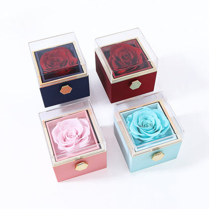 CREATIVE ROTATING PRESERVED ROSE JEWELRY GIFT BOXï¼_O LOGO)