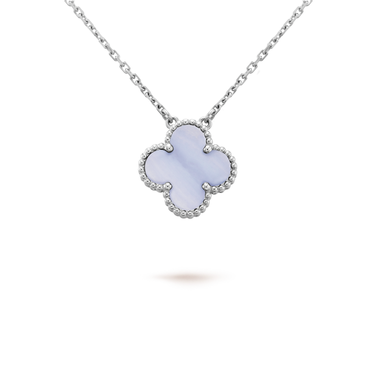 [Bloom]CLOVER 15MM BLUE CHALCEDONY NECKLACE SILVER