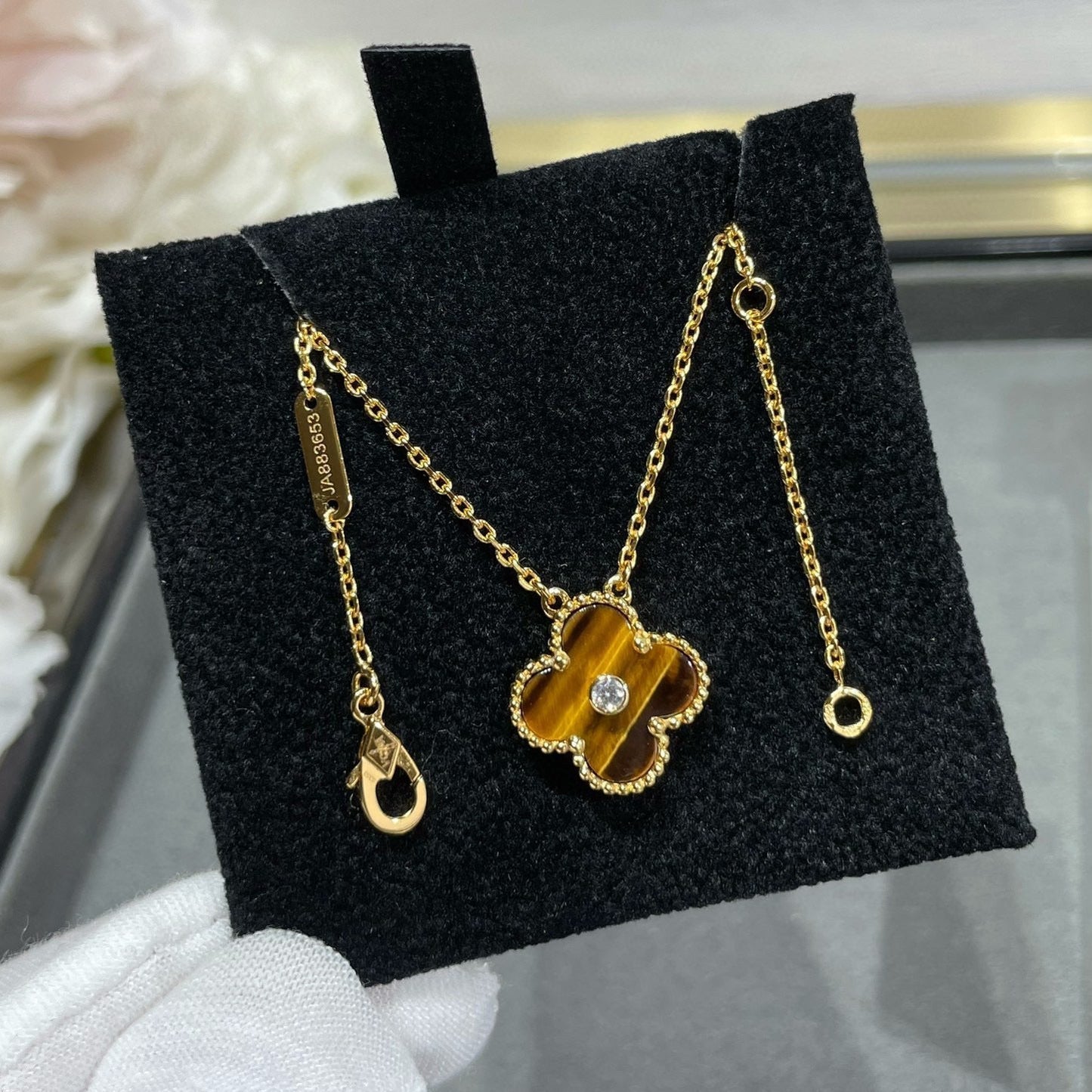 [Bloom]CLOVER 15MM DIAMOND AND YELLOW TIGER'S EYE AGATE necklace