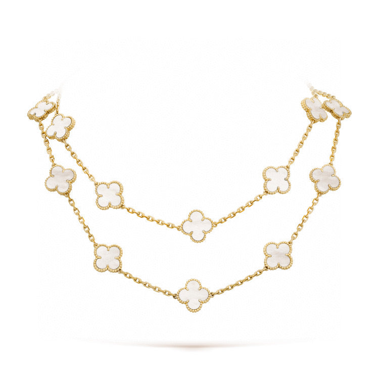 [Bloom]CLOVER 20 MOTIFS WHITE MOP NECKLACE