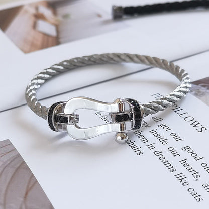 [Bloom]FORCE LARGE HORSESHOE BLACK DIAMOND BRACELET SILVER