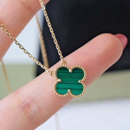 [Bloom]CLOVER 15MM MALACHITE SINGLE FLOWER  NECKLACE