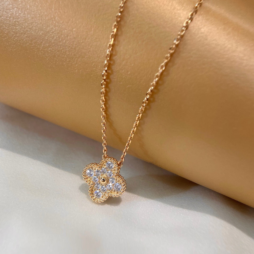 [Bloom]CLOVER 15MM DIAMOND SINGLE FLOWER NECKLACE