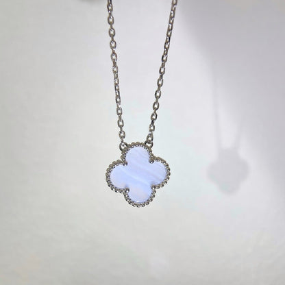 [Bloom]CLOVER 15MM BLUE CHALCEDONY NECKLACE SILVER