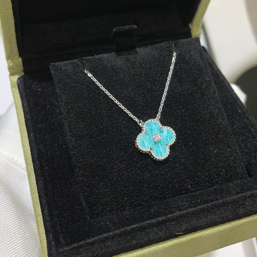 [Bloom]CLOVER 15MM DIAMOND SVRES PORCELAIN  NECKLACE SILVER