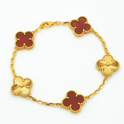 [Bloom]CLOVER  5 MOTIFS CARNELIAN GOLD BRACELET