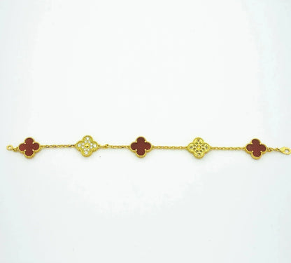 [Bloom]CLOVER 5 MOTIFS CARNELIAN DIAMOND BRACELET