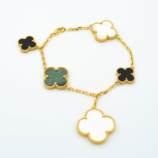 [Bloom]CLOVER BRACELET 5 MOTIFS ONYX MOP