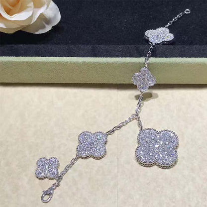 [Bloom]CLOVER 6 MOTIFS SILVER DIAMOND BRACELET