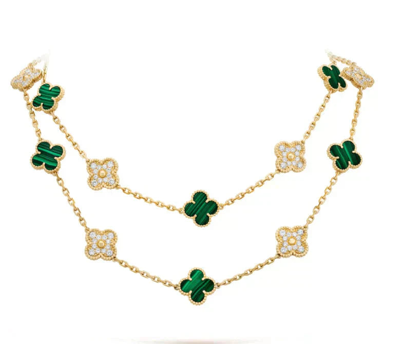 [Bloom]CLOVER 20 MOTIFS MALACHITE DIAMOND NECKLACE