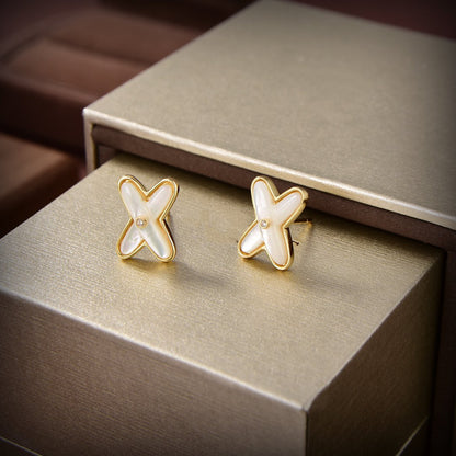 [Bloom]JEUX DE WHITE MOP GOLD DIAMOND EARRINGS