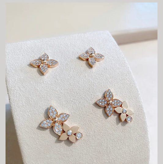 [Bloom]STAR BLOSSOM STUD EARRINGS PINK GOLD DIAMONDS