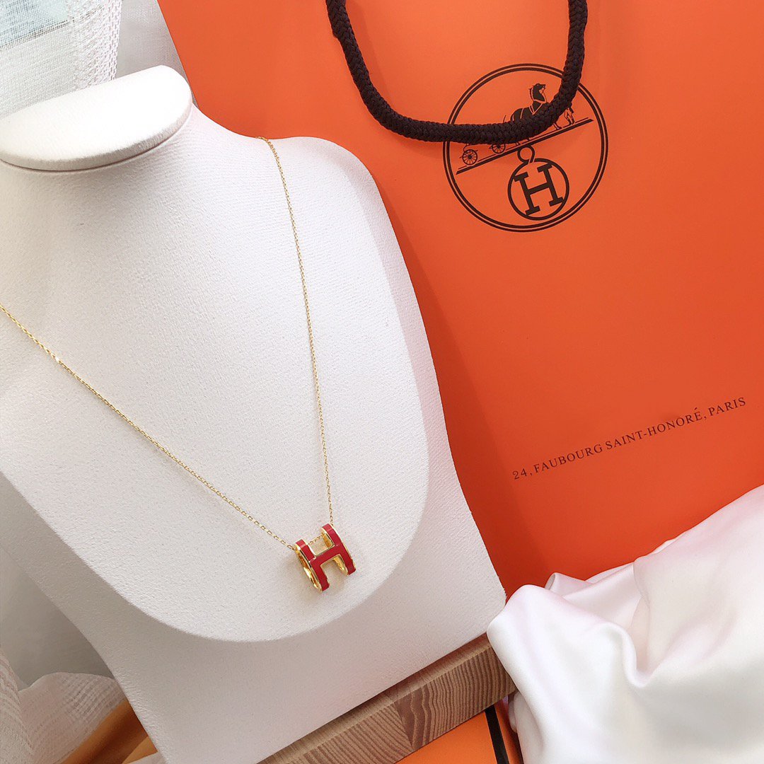 [Bloom]HM CLIC RED ENAMEL GOLD NECKLACE