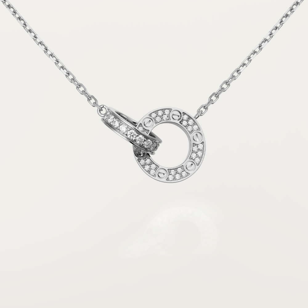 [Bloom]LOVE 7.6MM NECKLACE ROSE GOLD AND SILVER  FULL DIAMOND