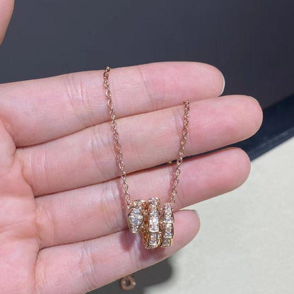 [Bloom]SERPENTI PINK GOLD NECKLACE DOUBLE RING DIAMOND