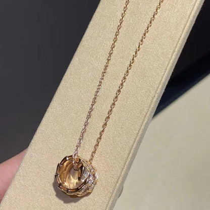 [Bloom]SERPENTI PINK GOLD NECKLACE DOUBLE RING DIAMOND