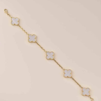 [Bloom]CLOVER  5 MOTIF WHITE MOP BRACELET