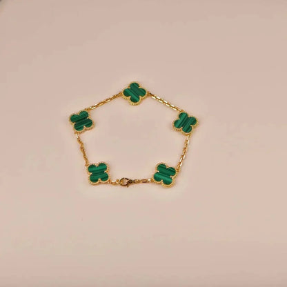 [Bloom]CLOVER 5 MOTIFS MALACHITE BRACELET