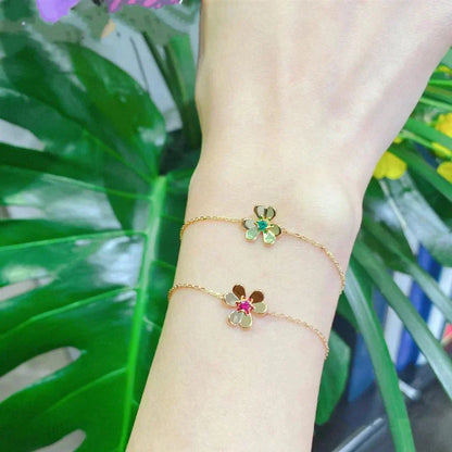 [Bloom]FRIVOLE GOLD FLOWER PINK MALACHITE BRACELET