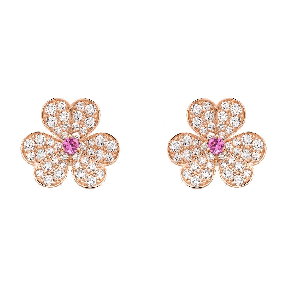 [Bloom]FRIVOLE PINK GOLD FLOWER DIAMOND EARRINGS