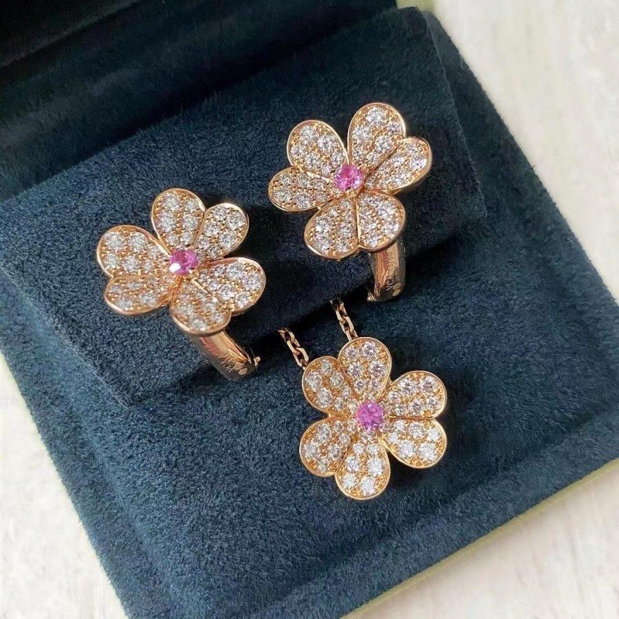 [Bloom]FRIVOLE PINK GOLD FLOWER DIAMOND EARRINGS